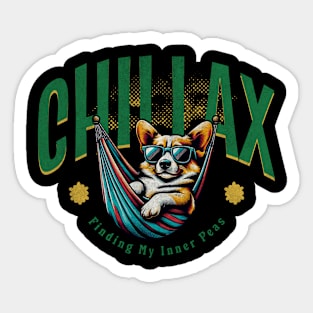 Chillax, Relaxing Corgi, Summer Vibes Sticker